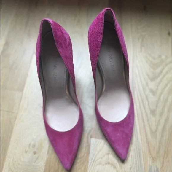 Stuart Weitzman Pink Suede Heels Size 8 - Picture 2 of 5